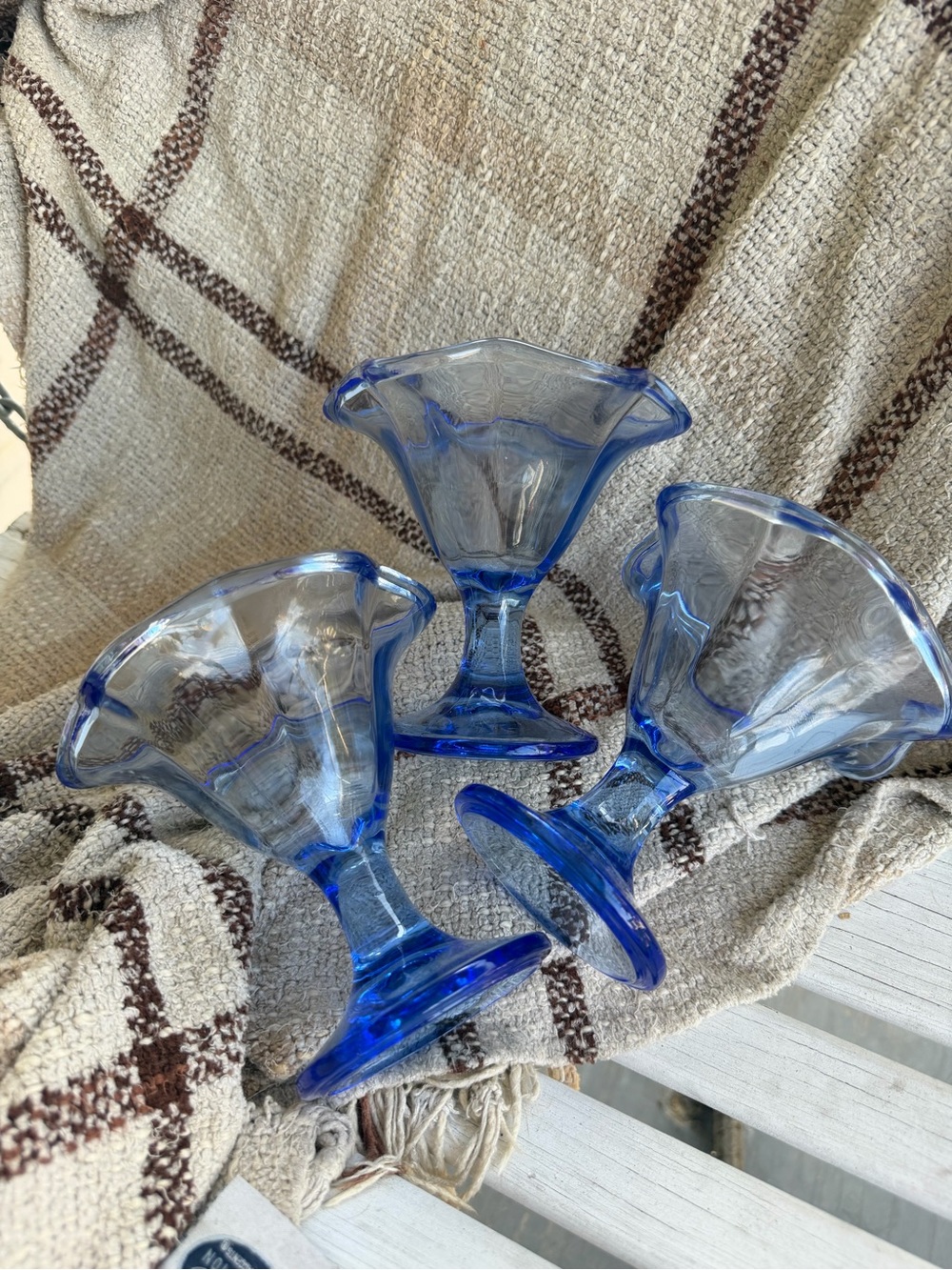 Vintage Blue Dessert Glasses Made in Italy - Set of 3